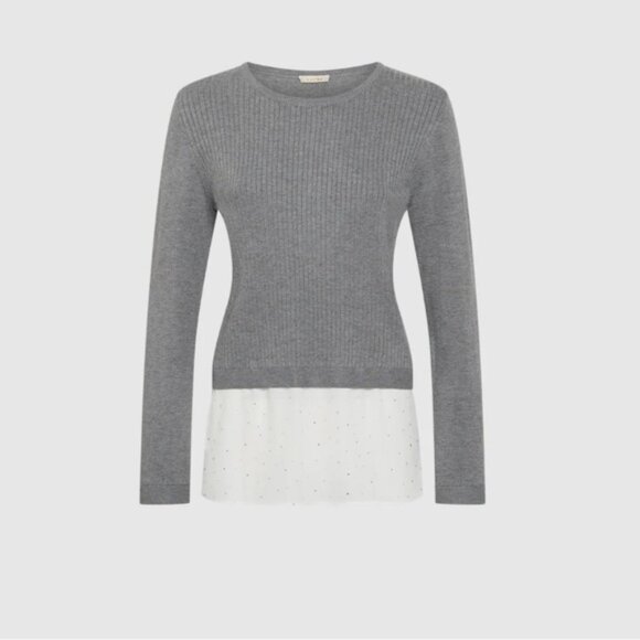 Laura Faux Layered Pullover Sweater Grey Fog - Picture 4 of 11